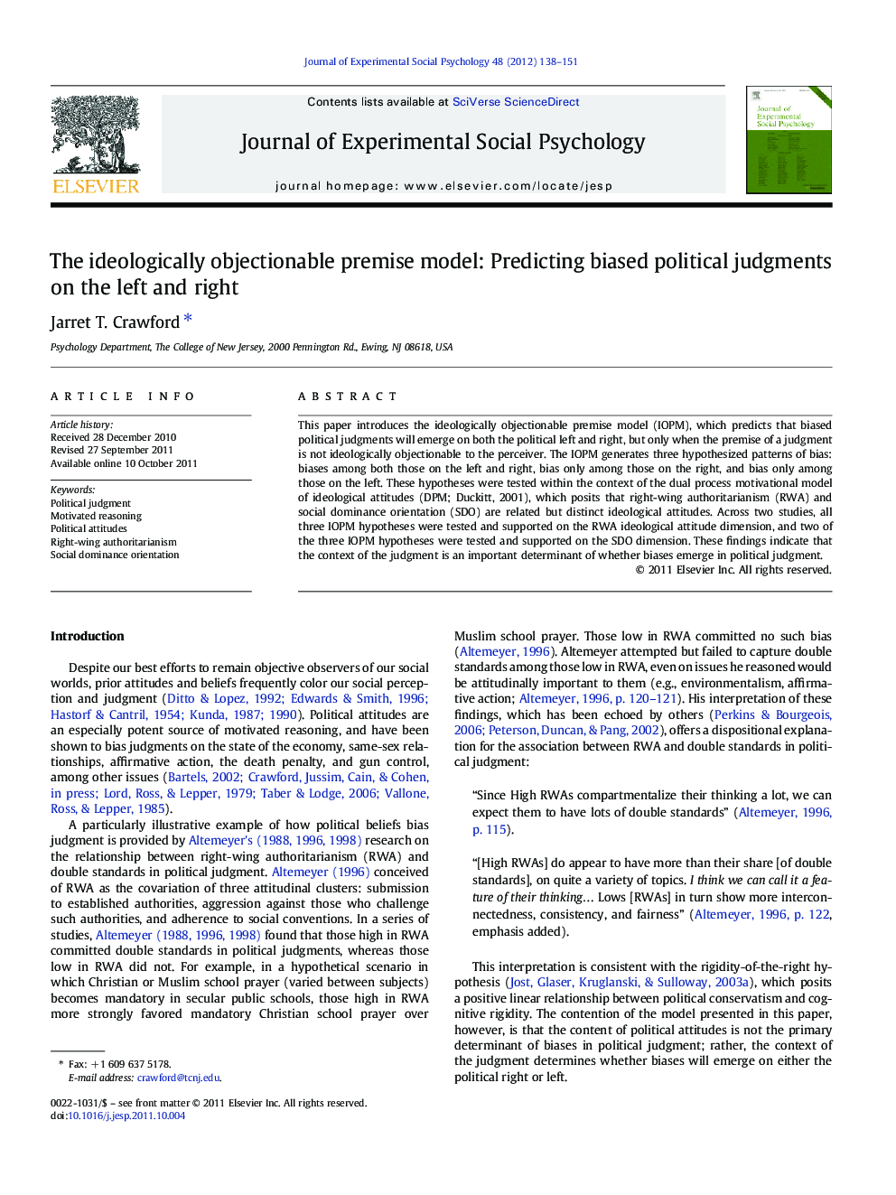 The ideologically objectionable premise model: Predicting biased political judgments on the left and right