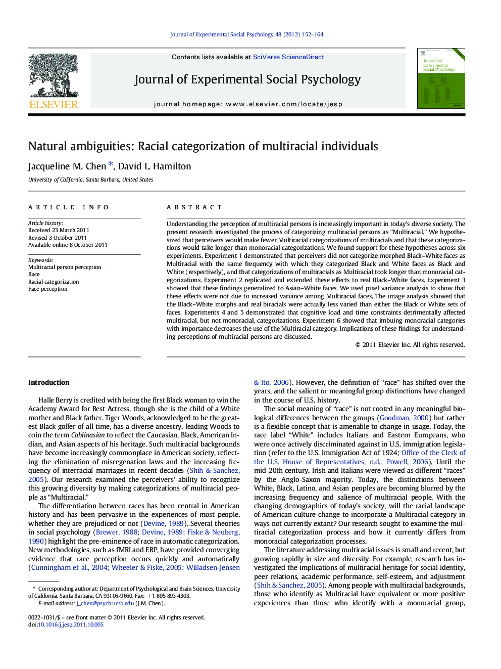 Natural ambiguities: Racial categorization of multiracial individuals