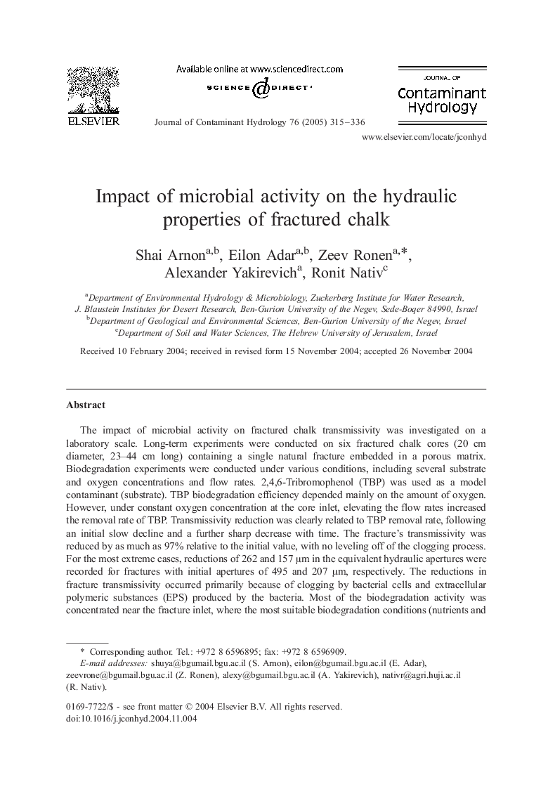 Impact of microbial activity on the hydraulic properties of fractured chalk