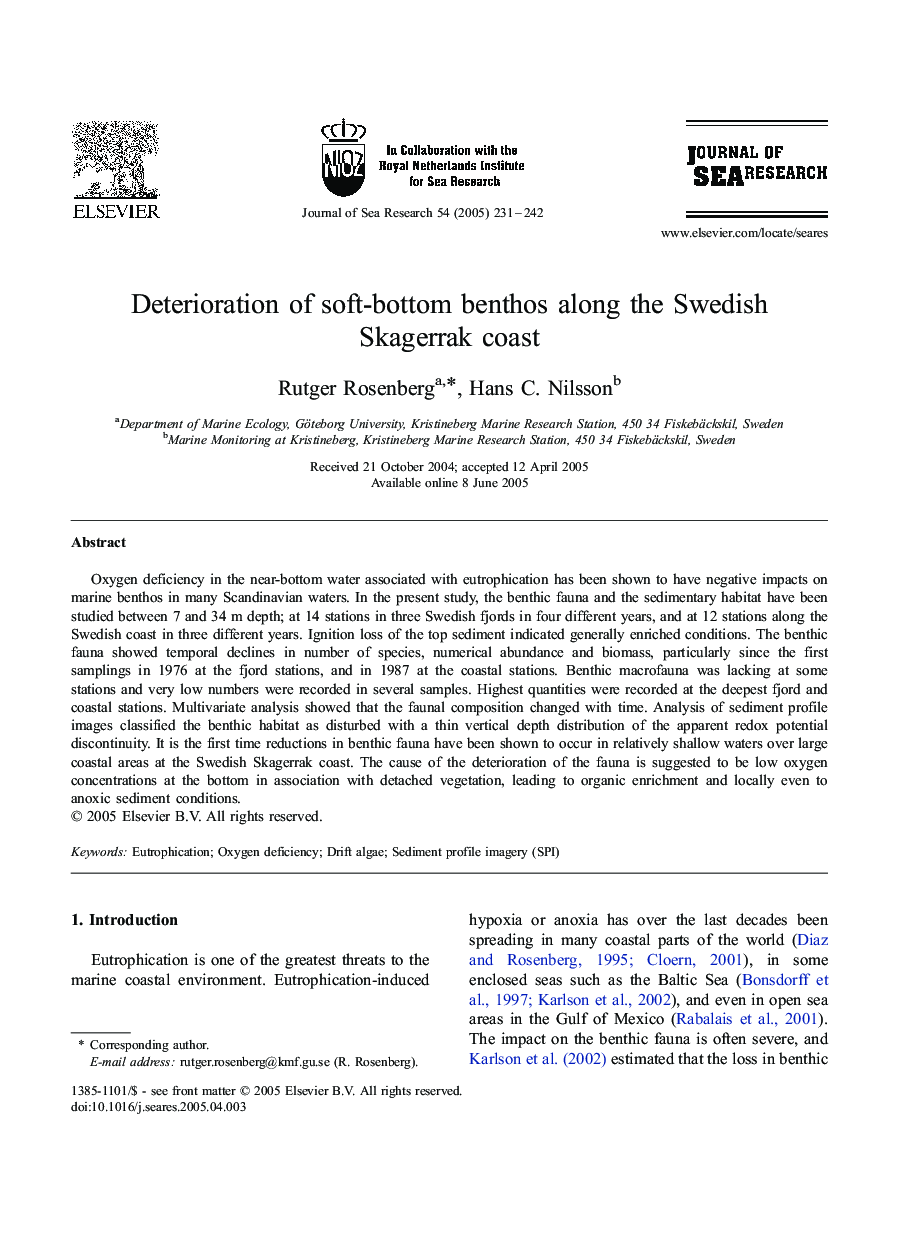 Deterioration of soft-bottom benthos along the Swedish Skagerrak coast