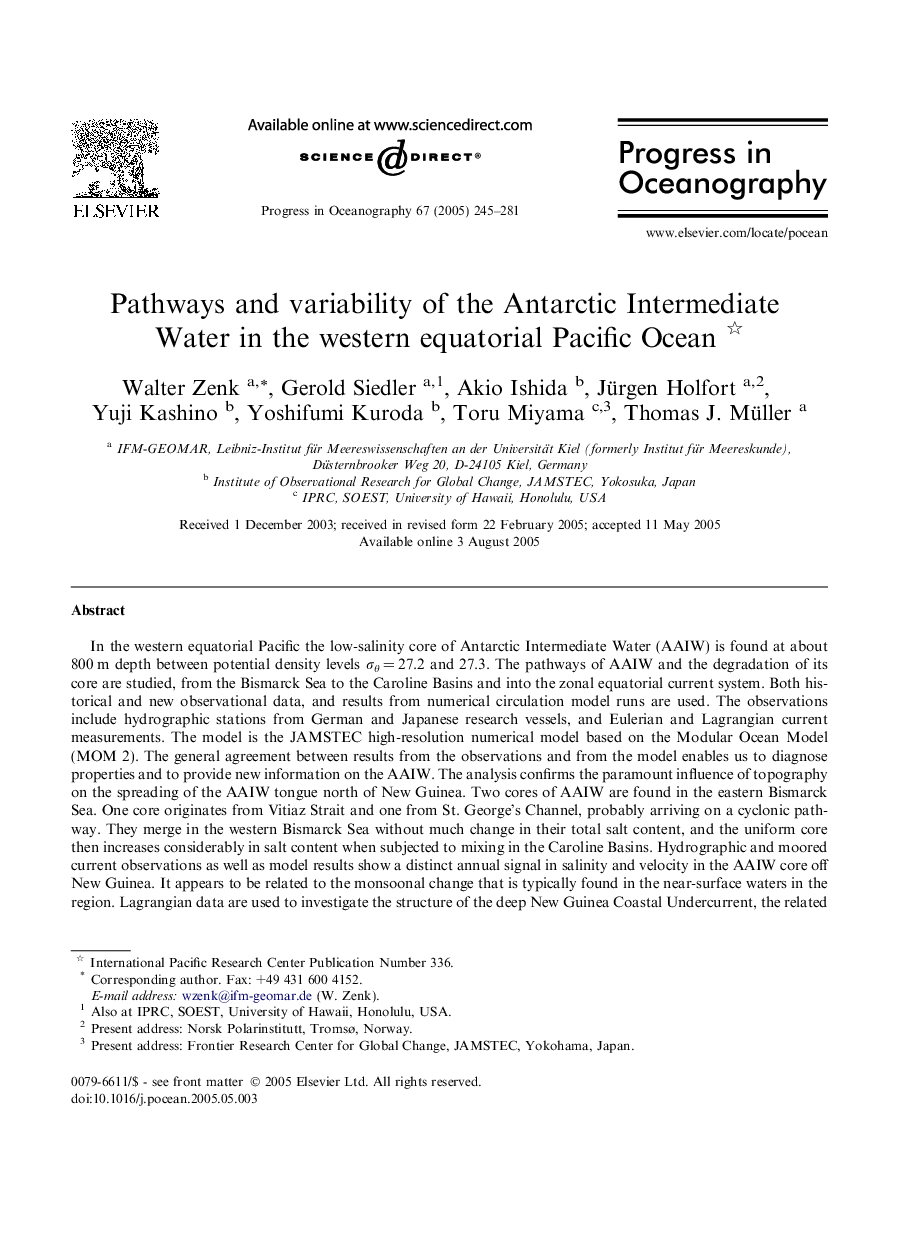 Pathways and variability of the Antarctic Intermediate Water in the western equatorial Pacific Ocean