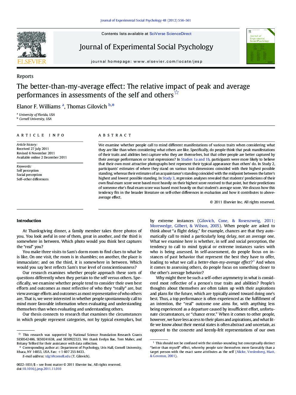 The better-than-my-average effect: The relative impact of peak and average performances in assessments of the self and others 