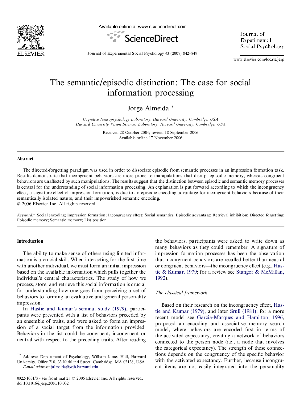 The semantic/episodic distinction: The case for social information processing