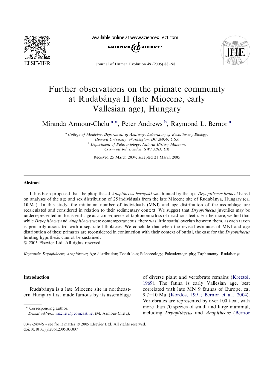 Further observations on the primate community at Rudabánya II (late Miocene, early Vallesian age), Hungary