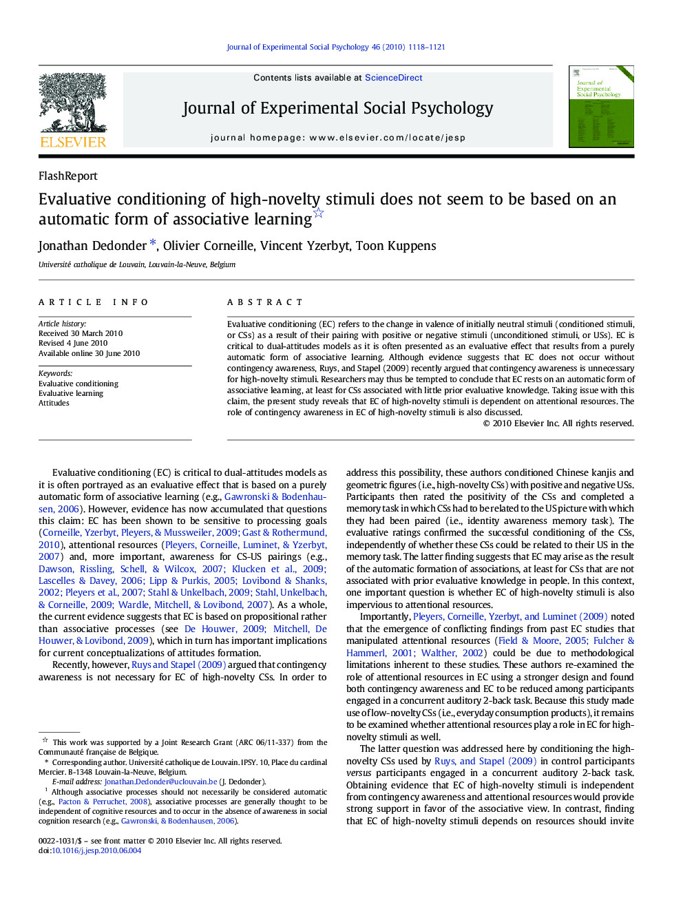 Evaluative conditioning of high-novelty stimuli does not seem to be based on an automatic form of associative learning 