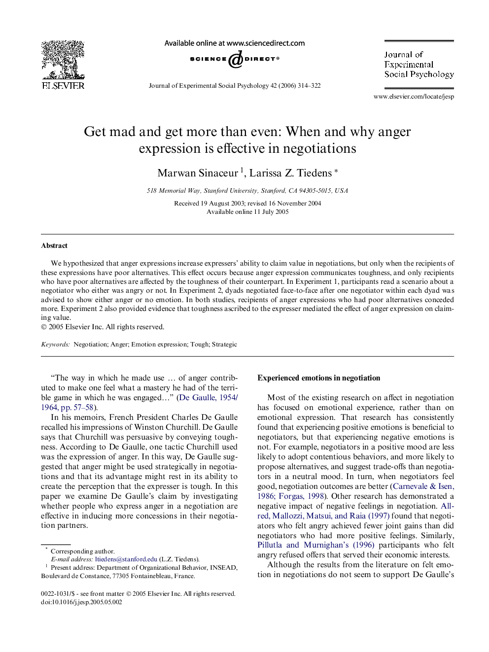 Get mad and get more than even: When and why anger expression is effective in negotiations