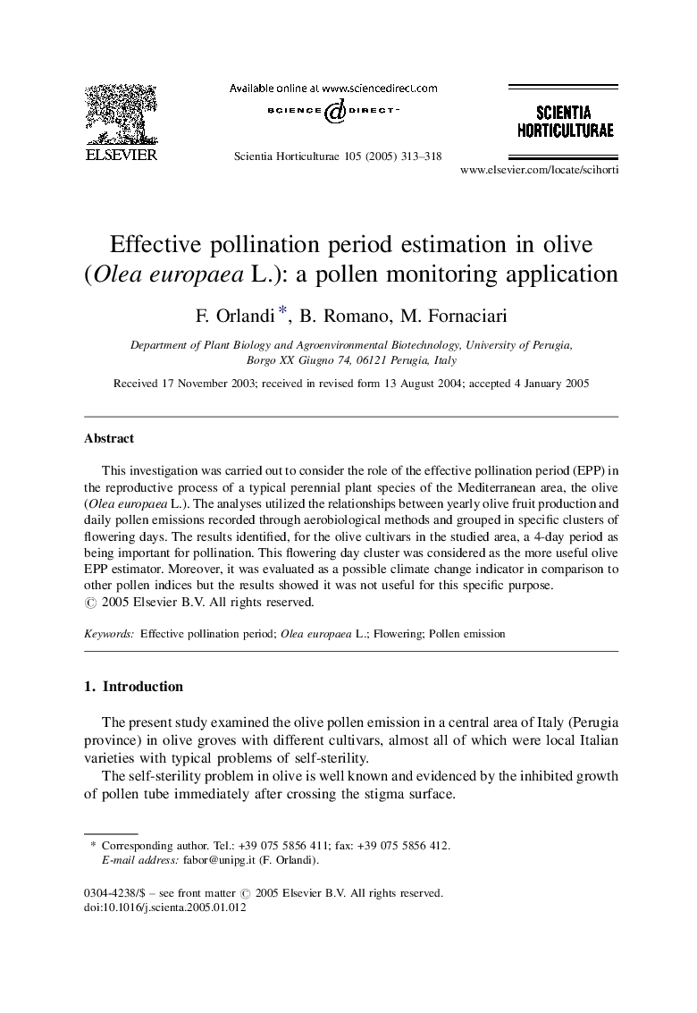 Effective pollination period estimation in olive (Olea europaea L.): a pollen monitoring application