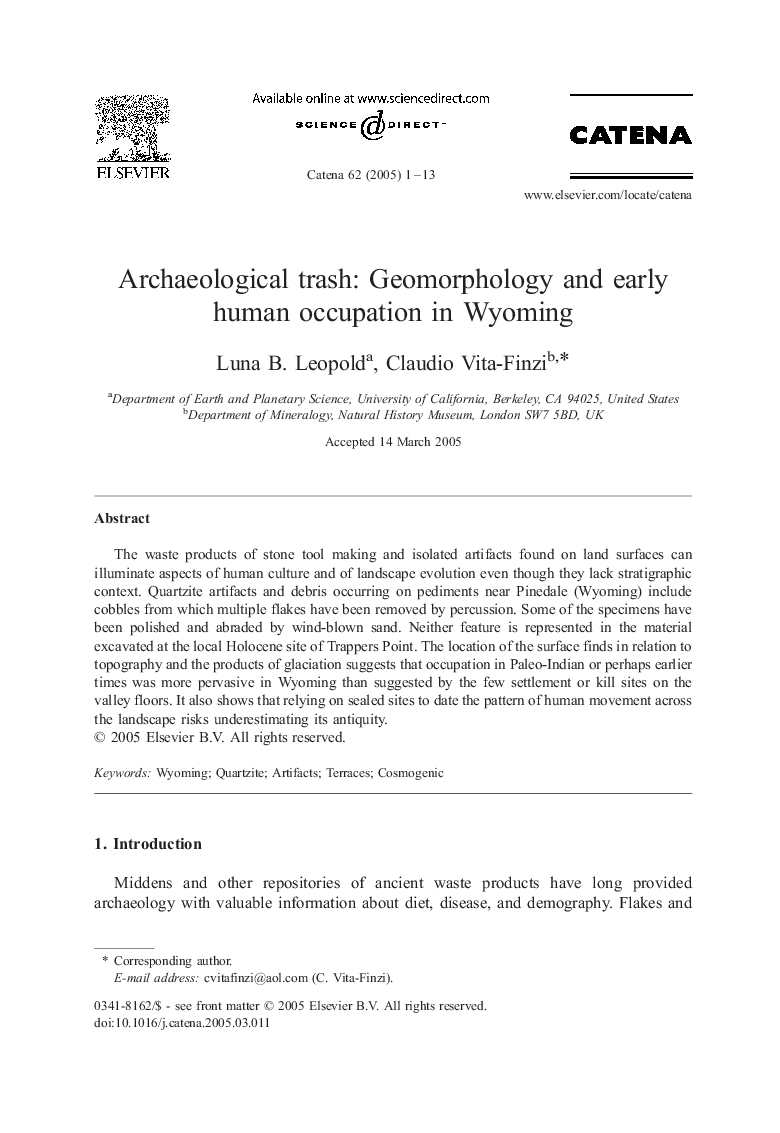 Archaeological trash: Geomorphology and early human occupation in Wyoming