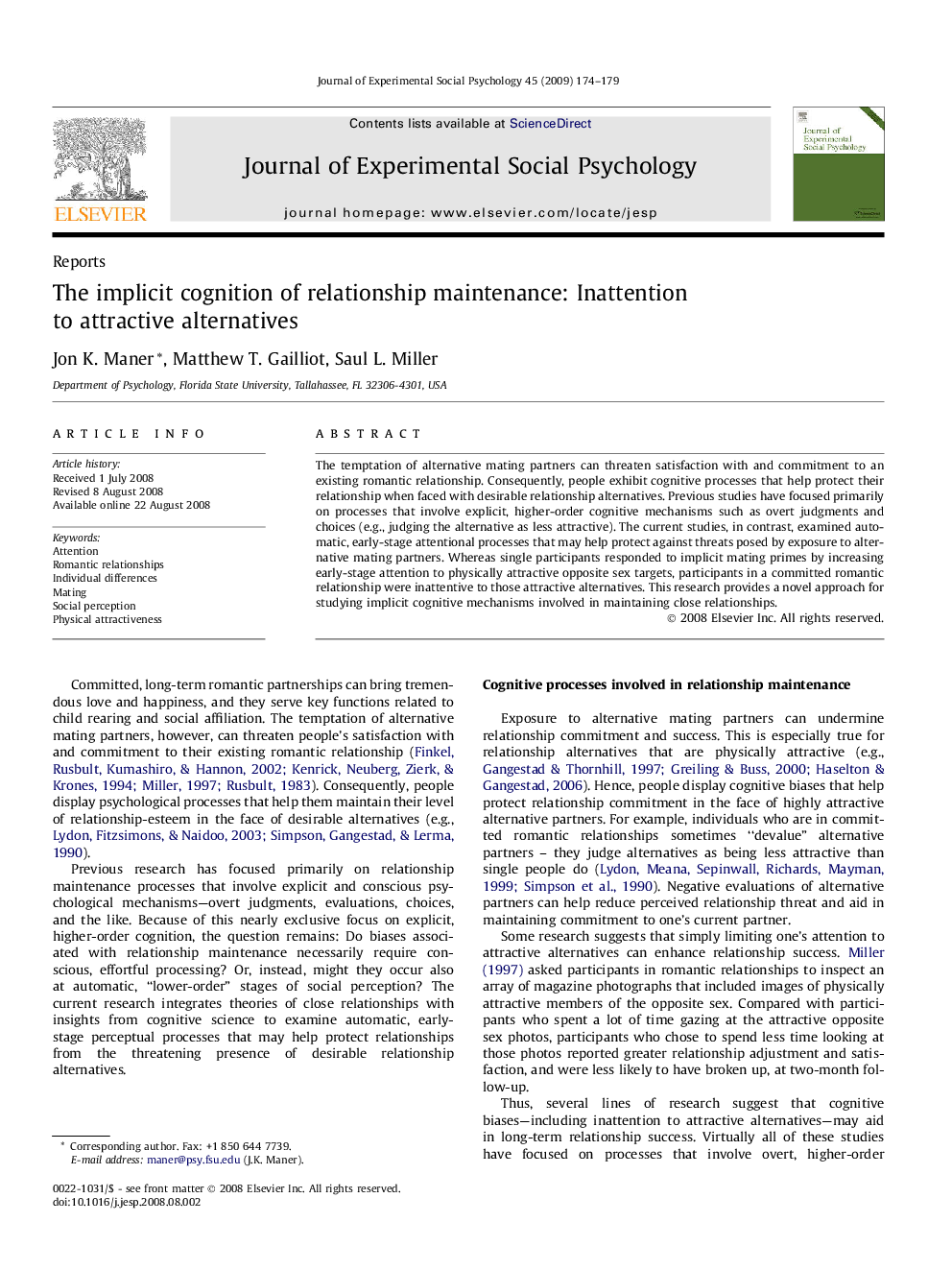 The implicit cognition of relationship maintenance: Inattention to attractive alternatives