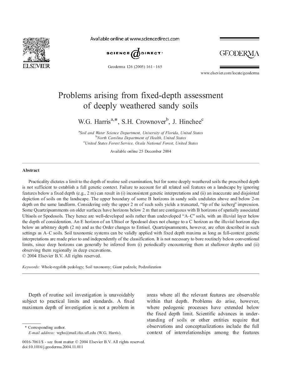 Problems arising from fixed-depth assessment of deeply weathered sandy soils