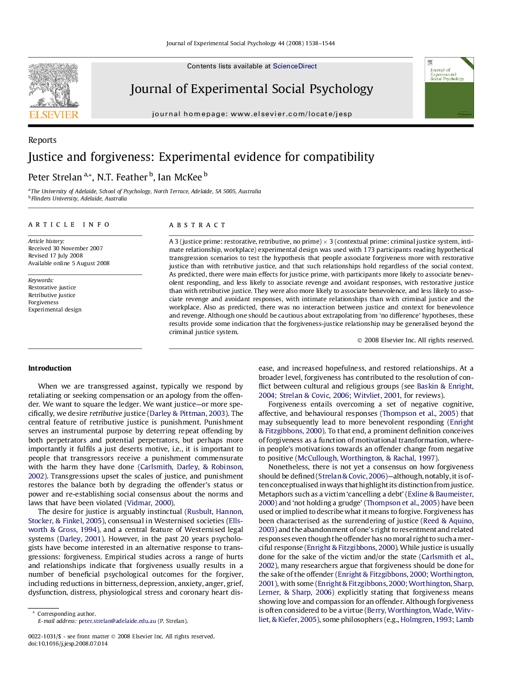 Justice and forgiveness: Experimental evidence for compatibility