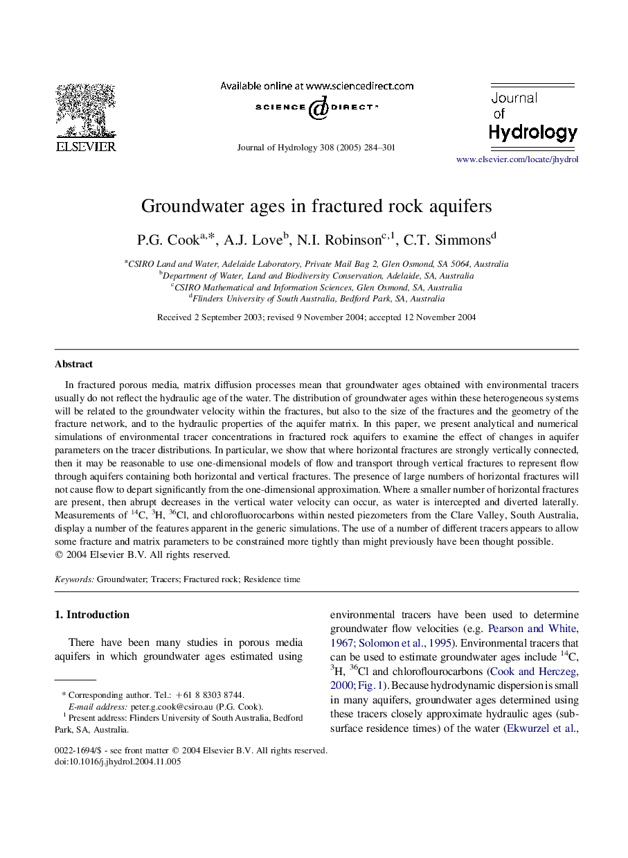 Groundwater ages in fractured rock aquifers