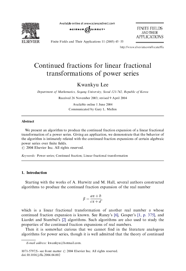 Continued fractions for linear fractional transformations of power series