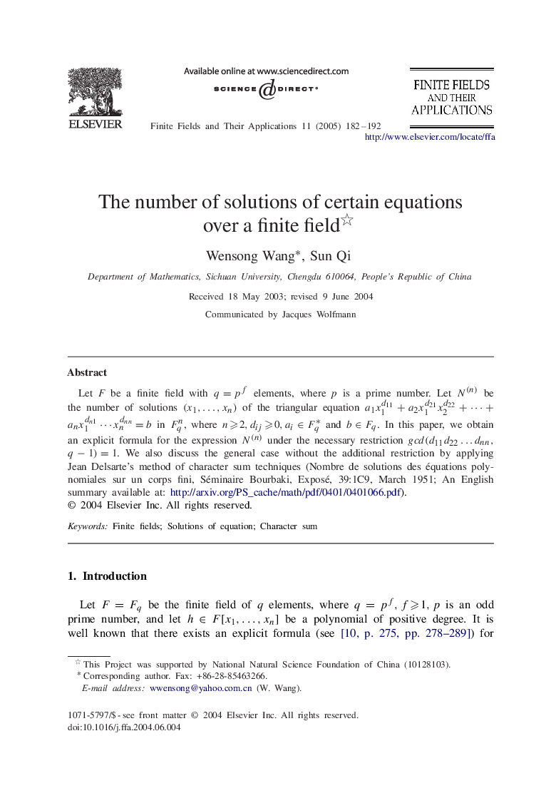 The number of solutions of certain equations over a finite field