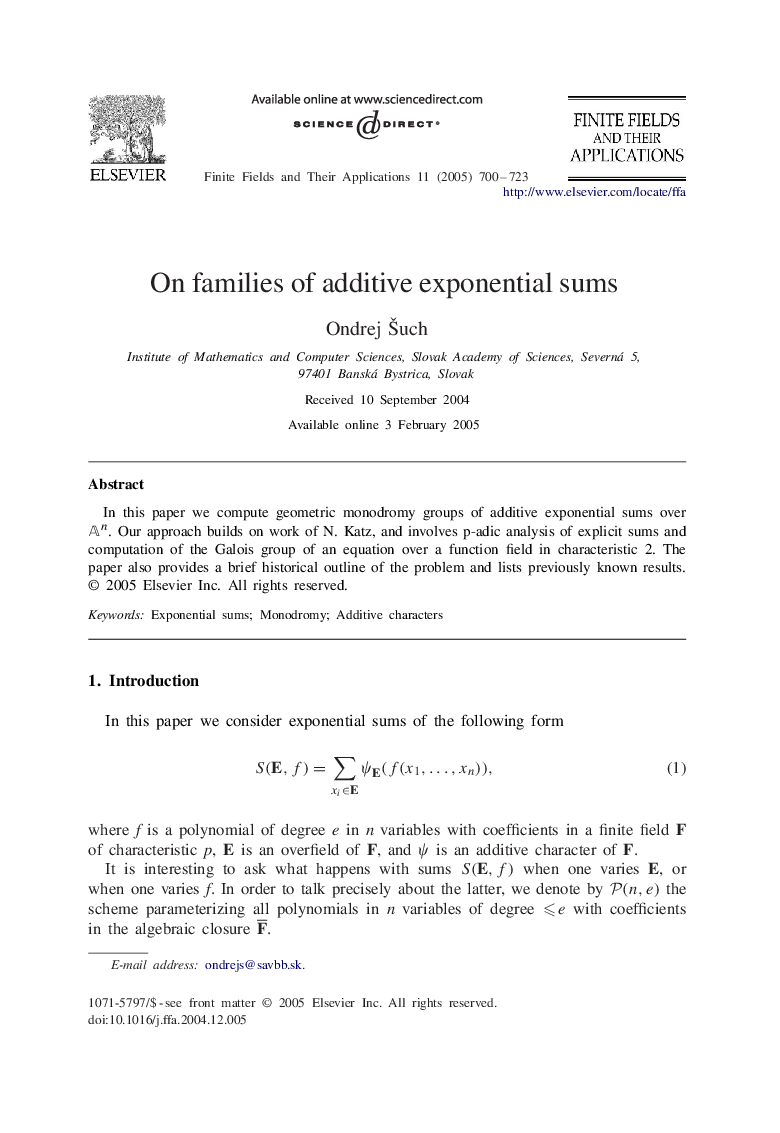 On families of additive exponential sums