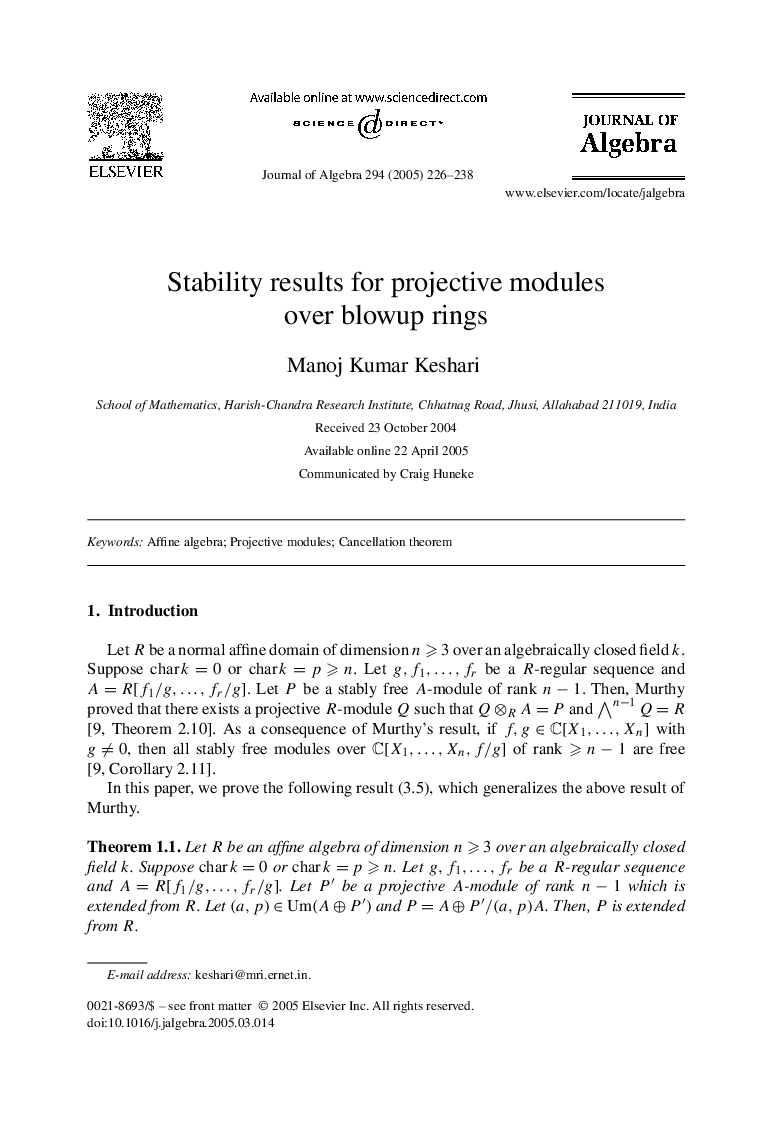 Stability results for projective modules over blowup rings