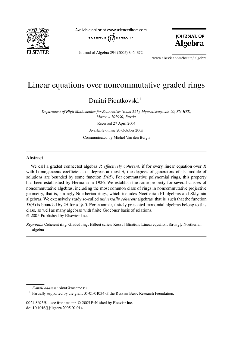 Linear equations over noncommutative graded rings