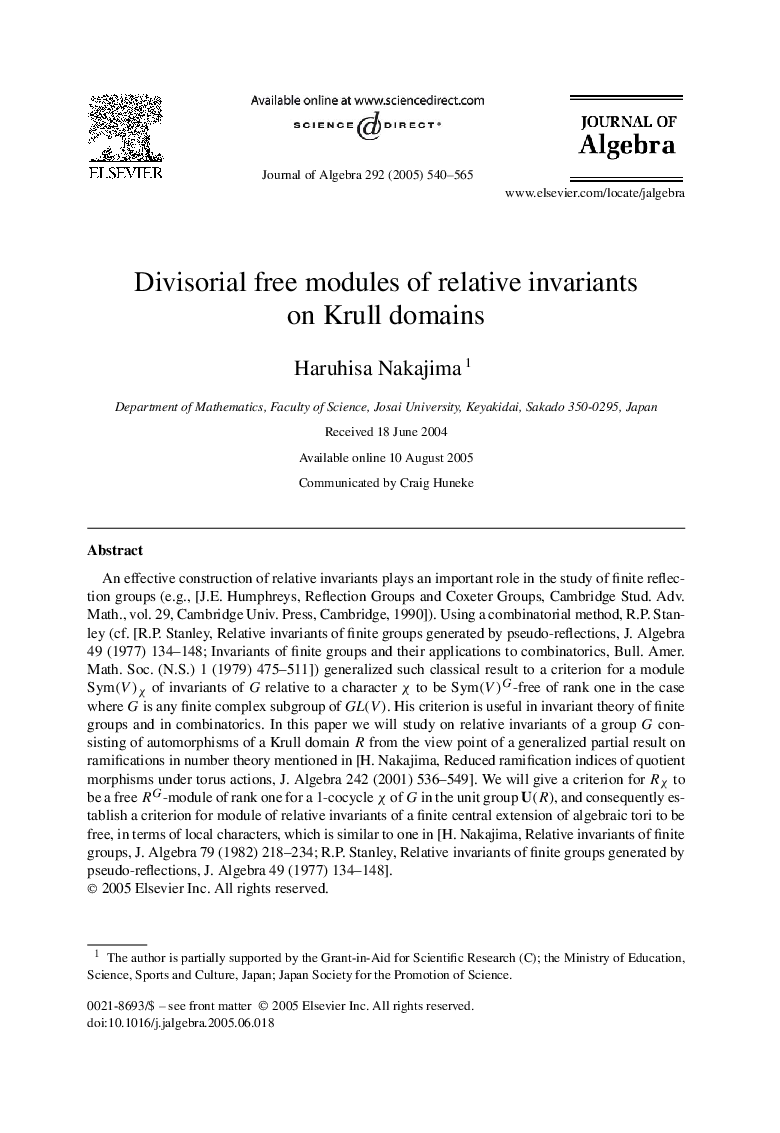 Divisorial free modules of relative invariants on Krull domains