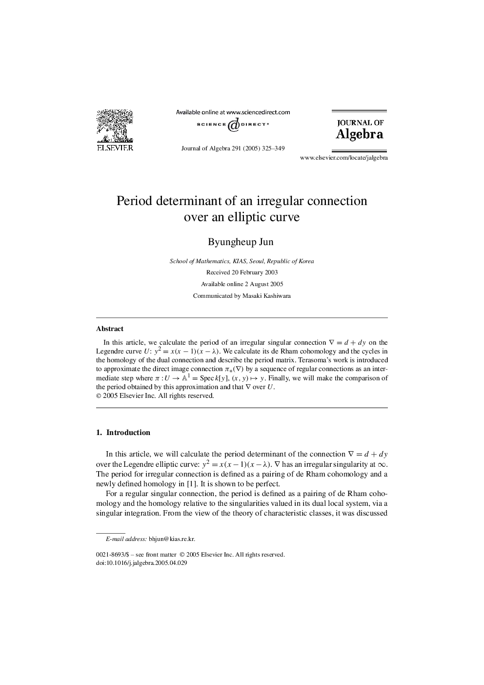 Period determinant of an irregular connection over an elliptic curve