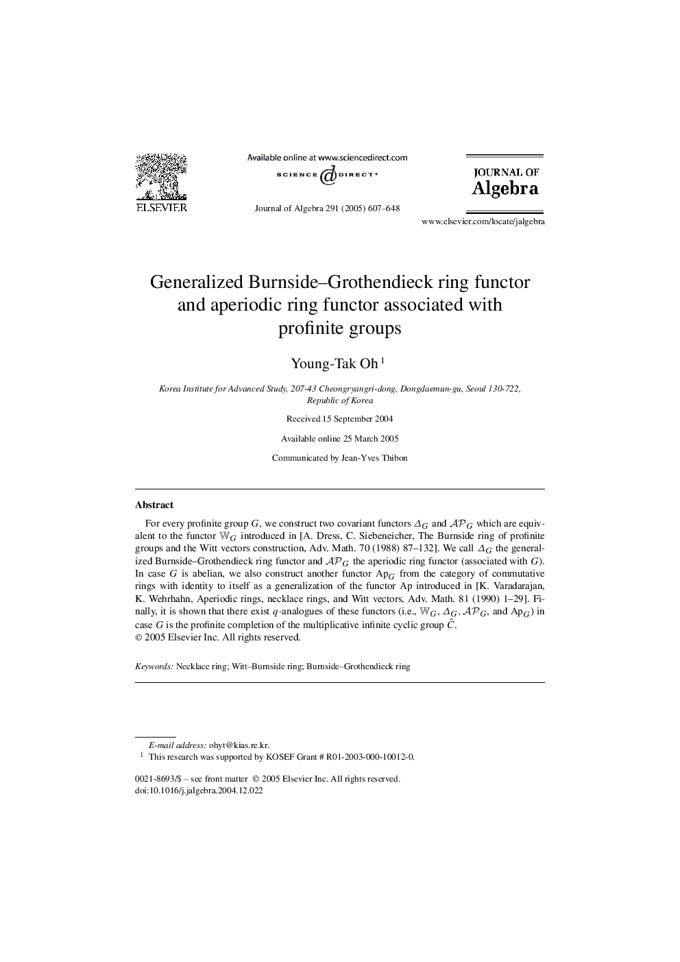 Generalized Burnside-Grothendieck ring functor and aperiodic ring functor associated with profinite groups