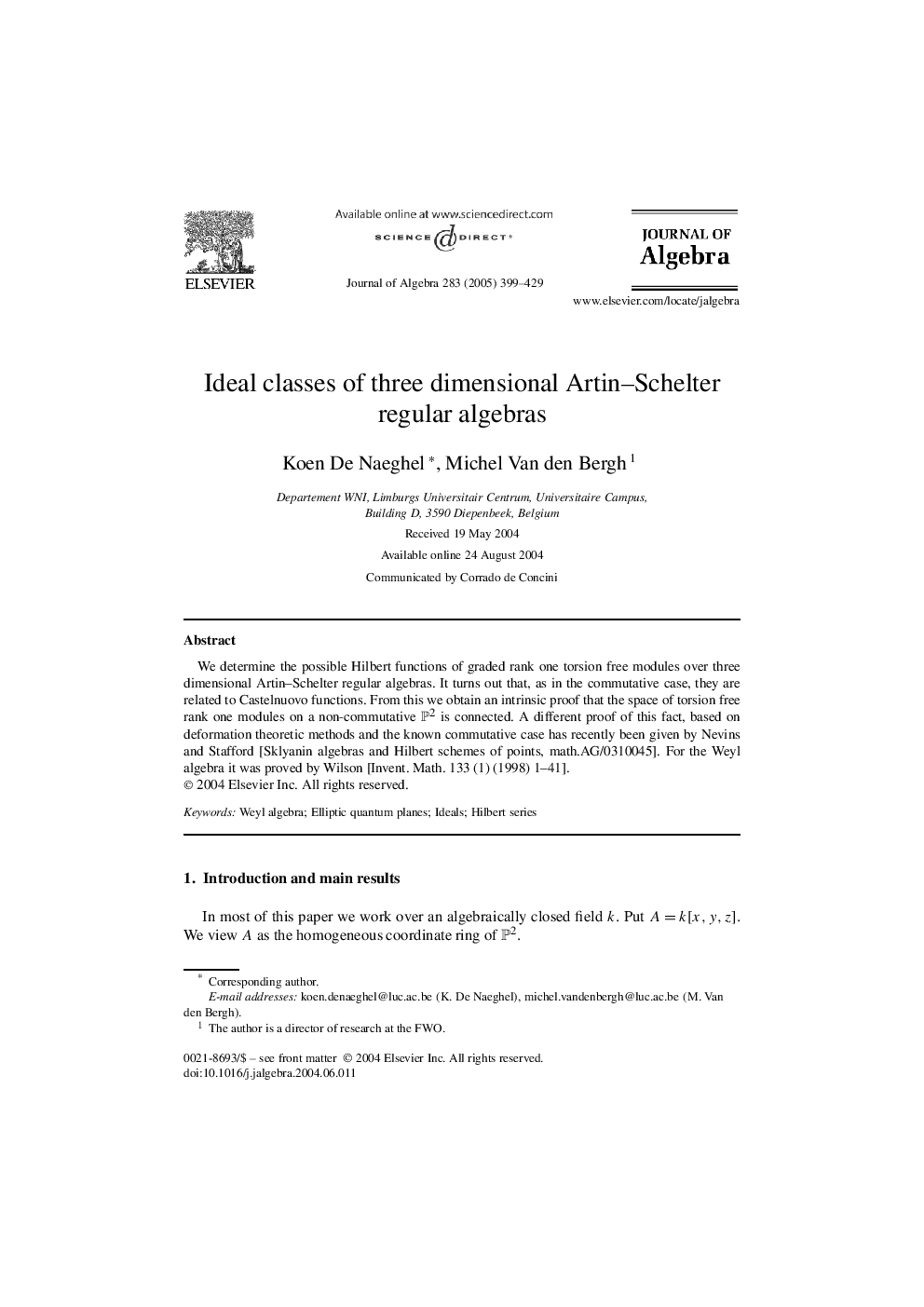 Ideal classes of three dimensional Artin-Schelter regular algebras