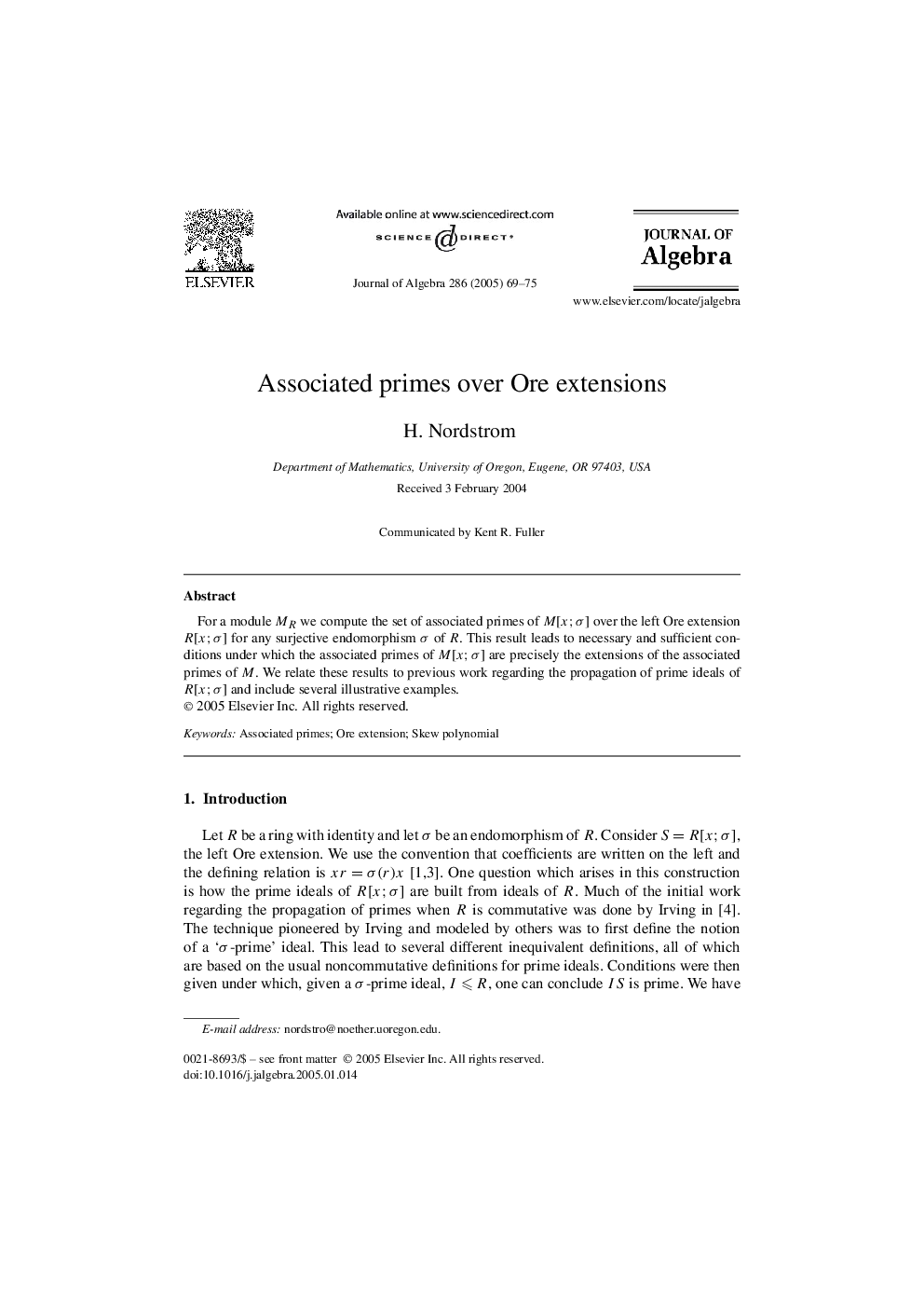 Associated primes over Ore extensions