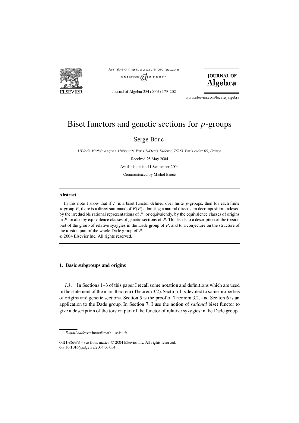 Biset functors and genetic sections for p-groups