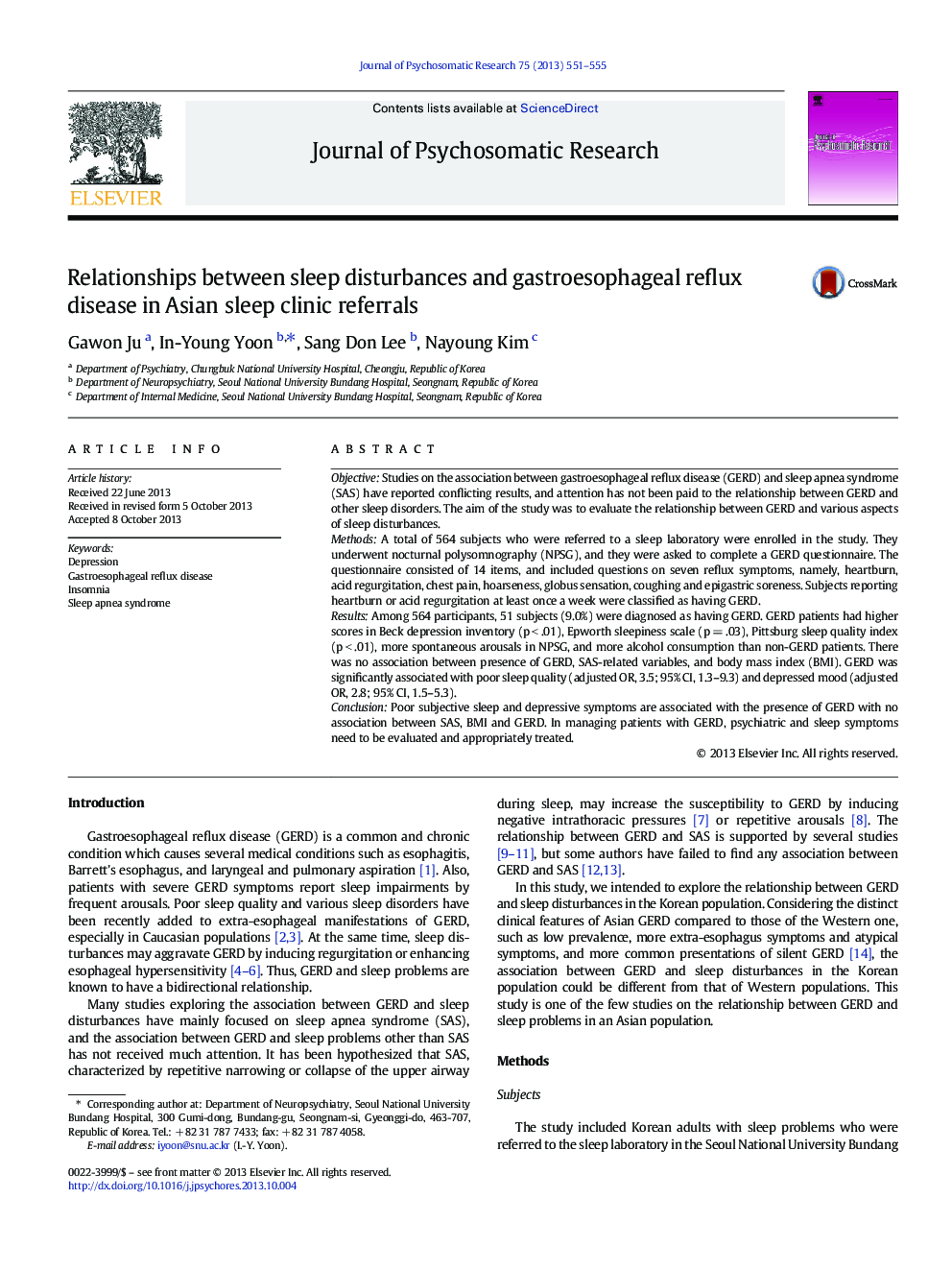 Relationships between sleep disturbances and gastroesophageal reflux disease in Asian sleep clinic referrals