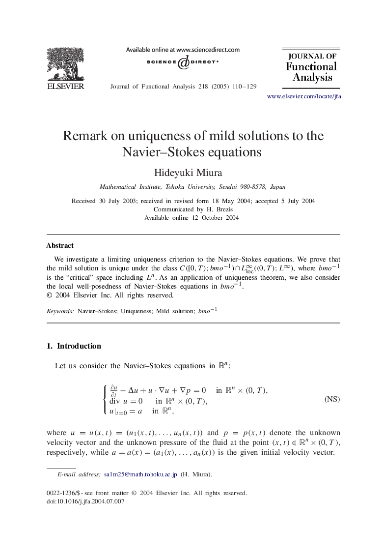 Remark on uniqueness of mild solutions to the Navier-Stokes equations