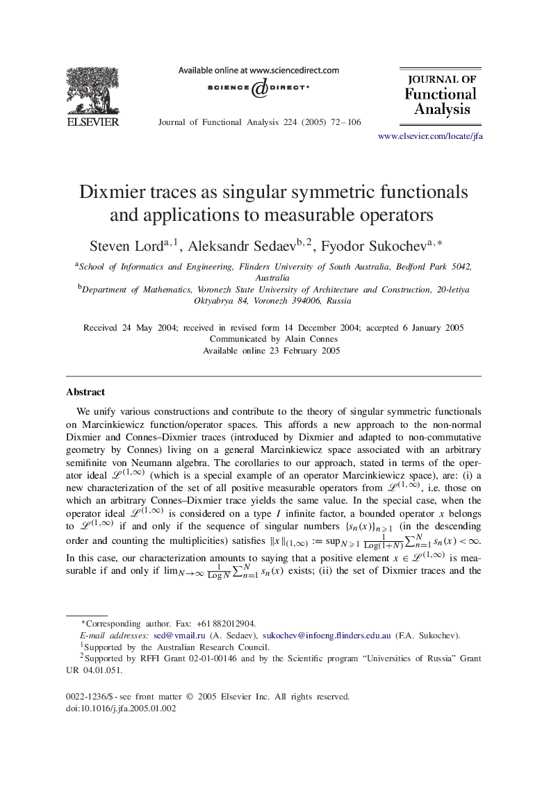 Dixmier traces as singular symmetric functionals and applications to measurable operators