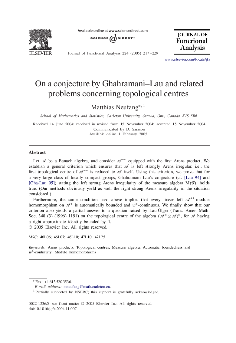 On a conjecture by Ghahramani-Lau and related problems concerning topological centres