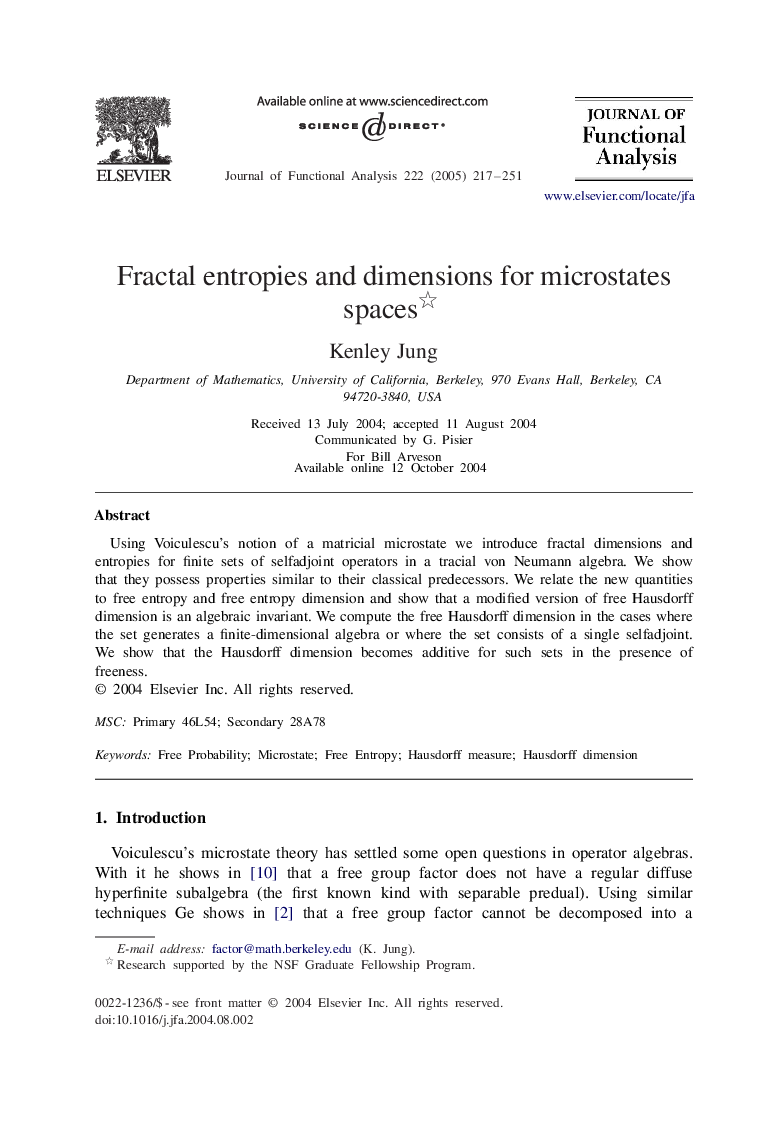 Fractal entropies and dimensions for microstates spaces