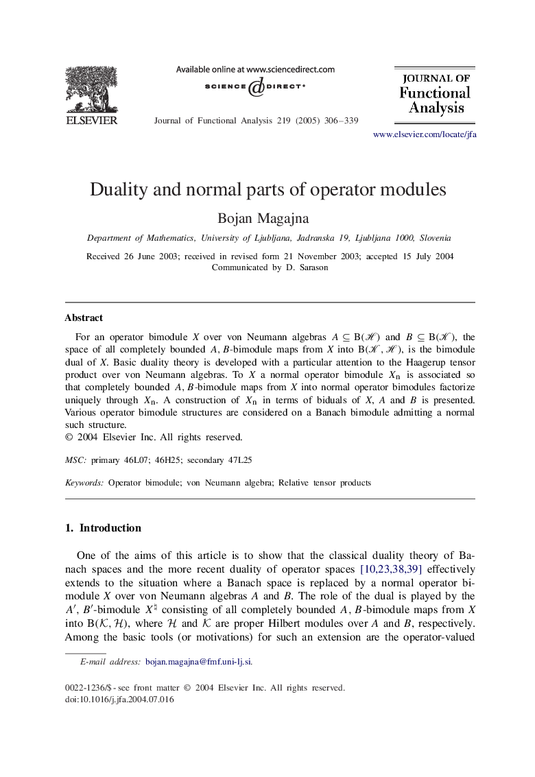 Duality and normal parts of operator modules