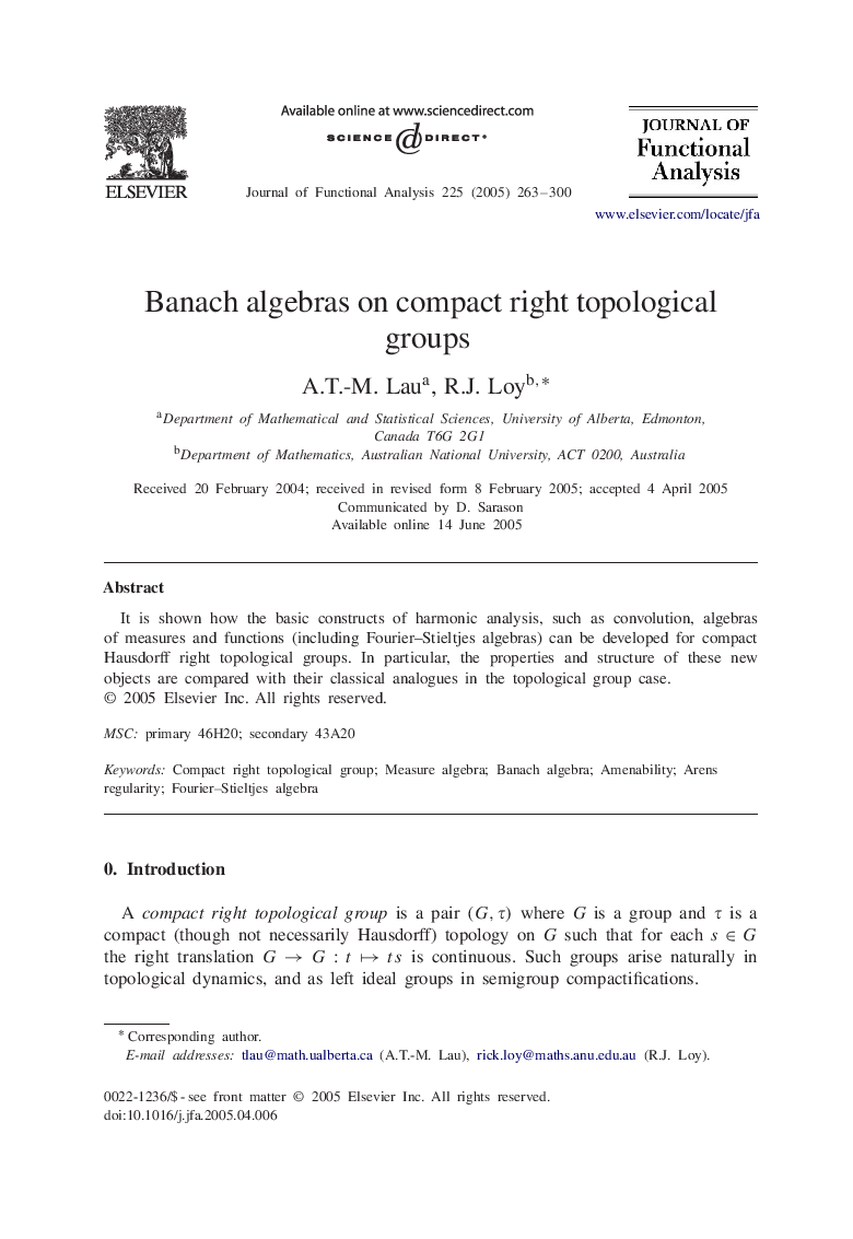 Banach algebras on compact right topological groups