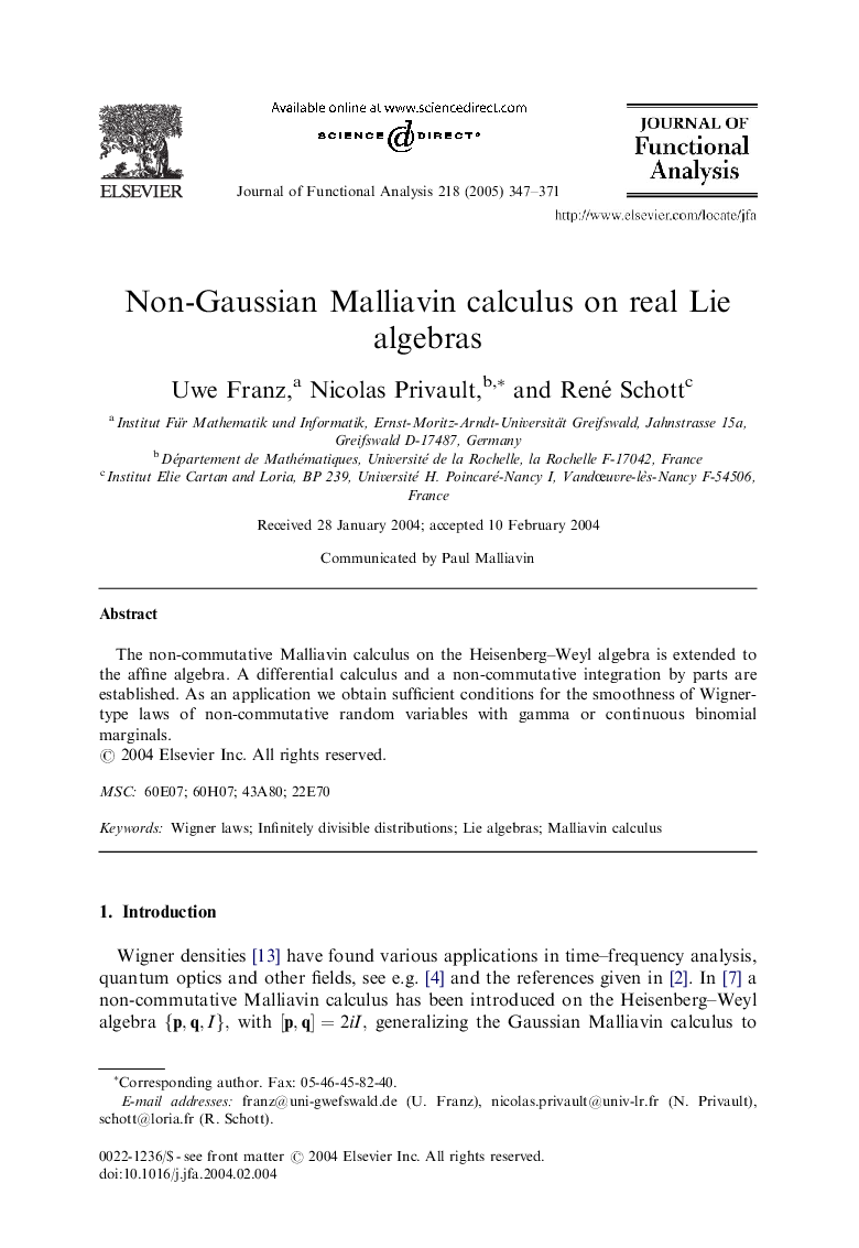 Non-Gaussian Malliavin calculus on real Lie algebras