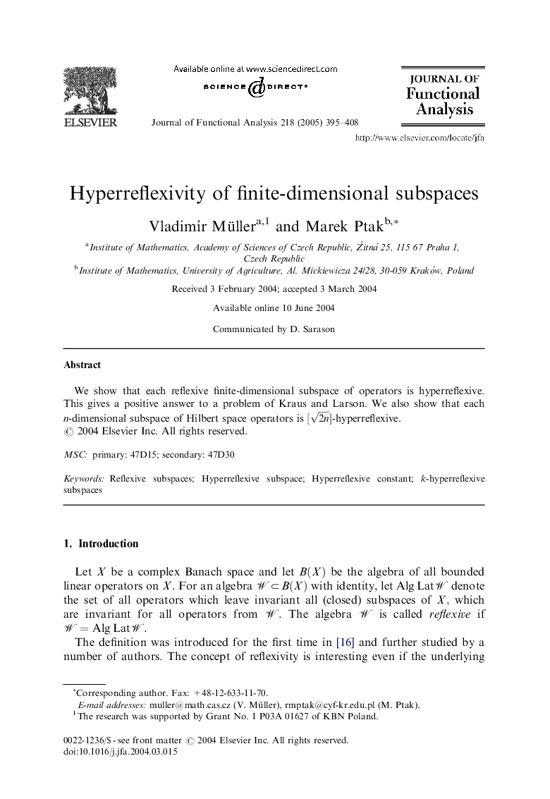 Hyperreflexivity of finite-dimensional subspaces