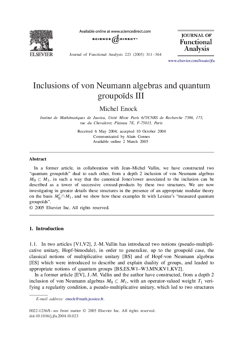 Inclusions of von Neumann algebras and quantum groupoïds III