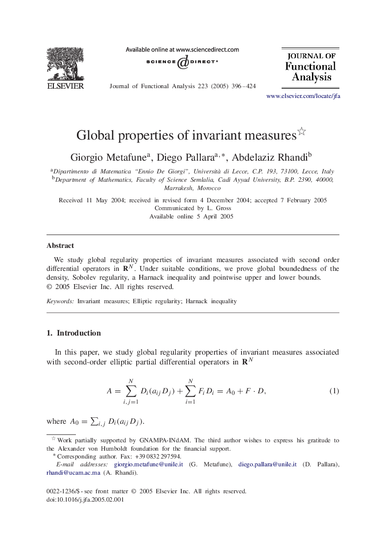 Global properties of invariant measures