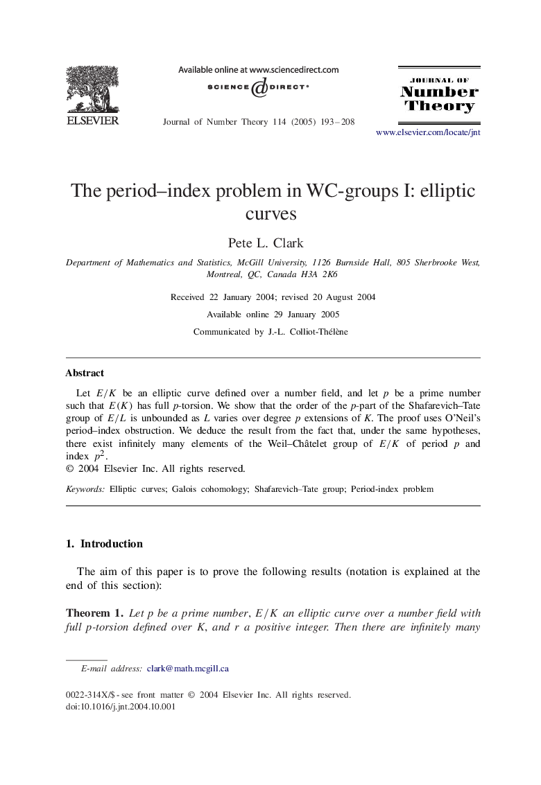 The period-index problem in WC-groups I: elliptic curves