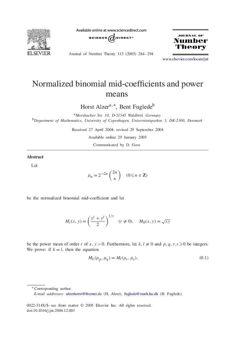 Normalized binomial mid-coefficients and power means