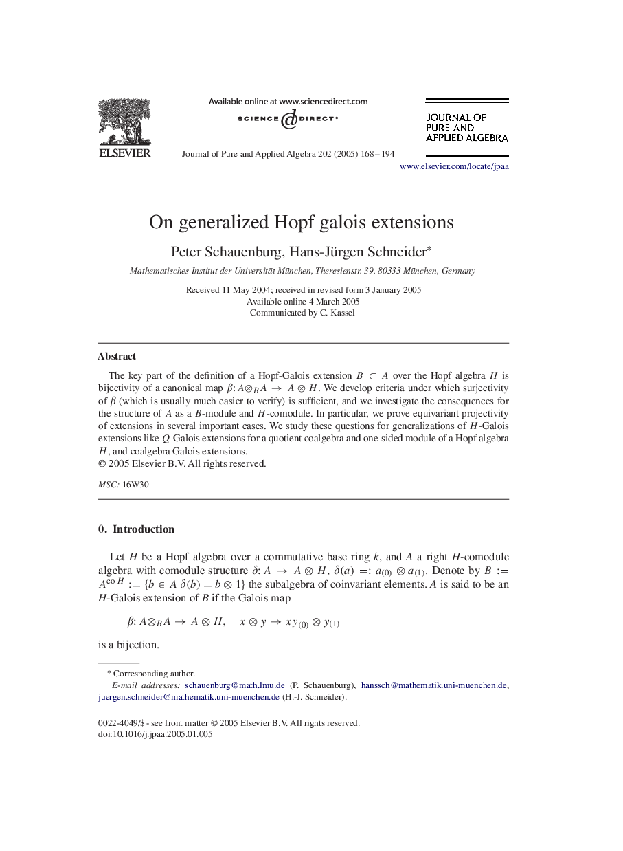 On generalized Hopf galois extensions