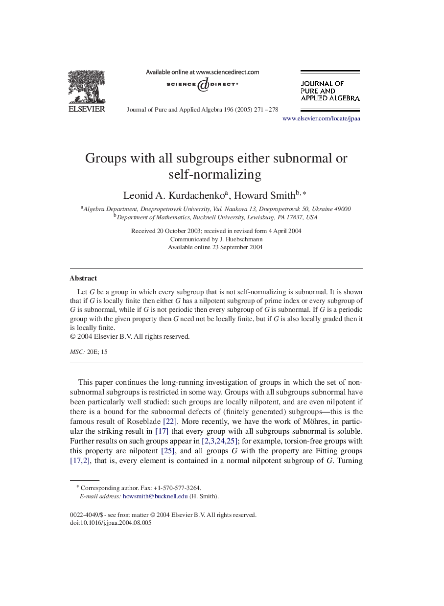 Groups with all subgroups either subnormal or self-normalizing