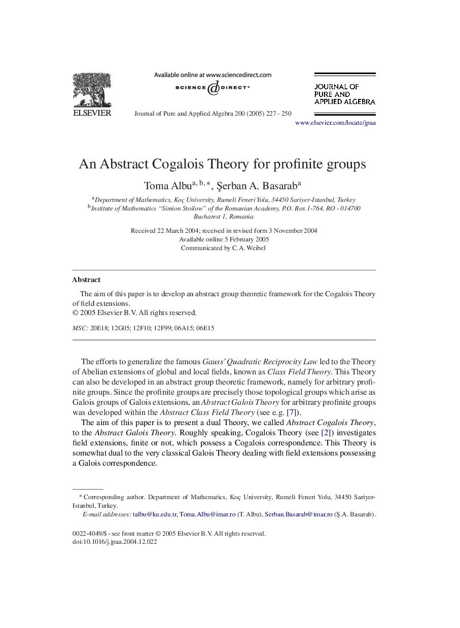 An Abstract Cogalois Theory for profinite groups