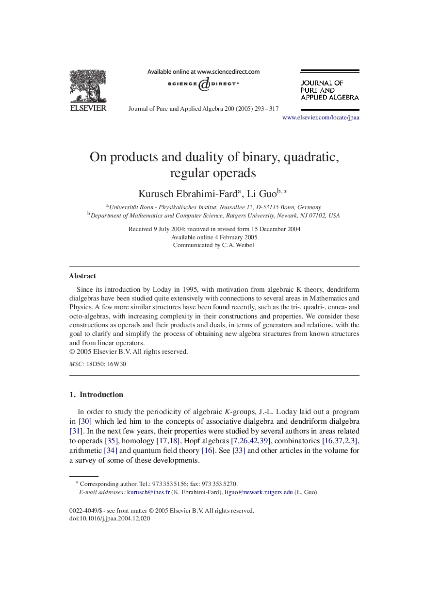 On products and duality of binary, quadratic, regular operads