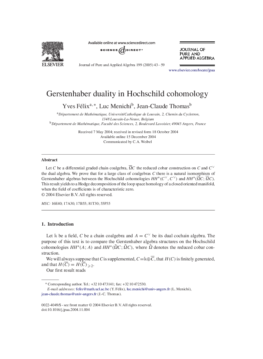 Gerstenhaber duality in Hochschild cohomology