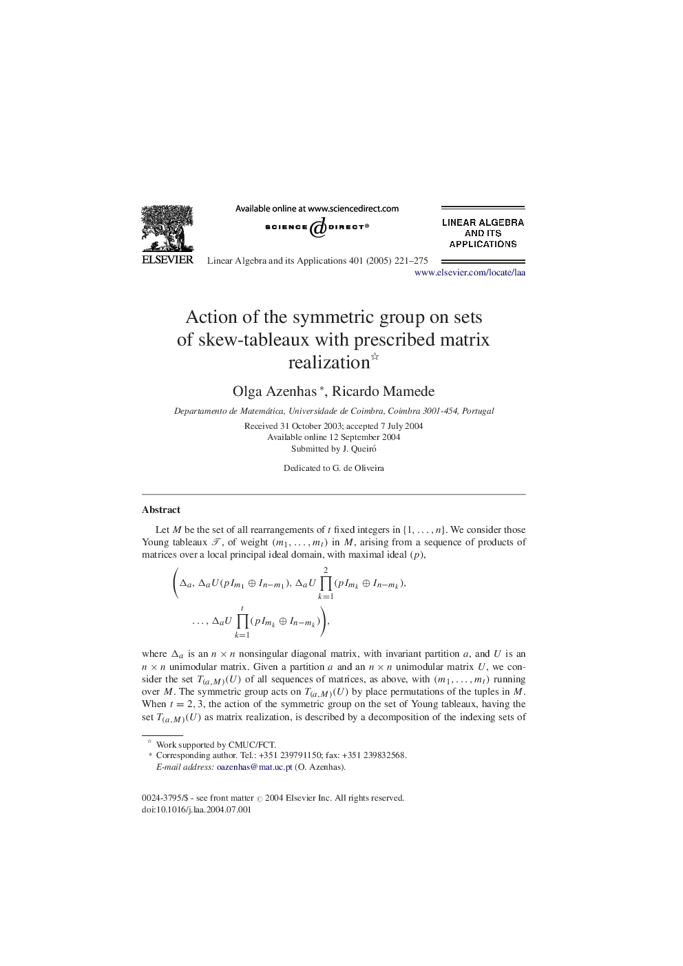 Action of the symmetric group on sets of skew-tableaux with prescribed matrix realization