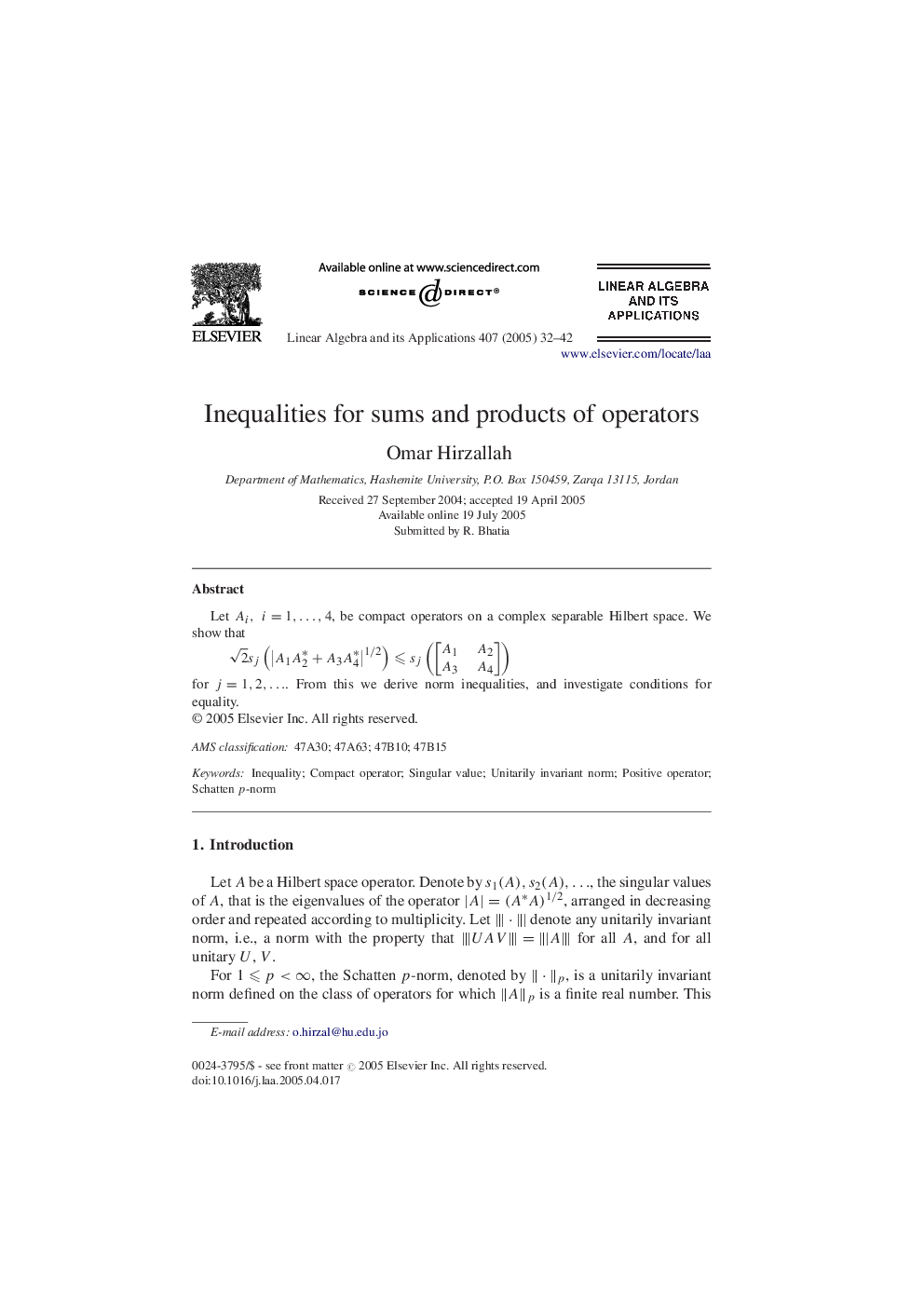 Inequalities for sums and products of operators