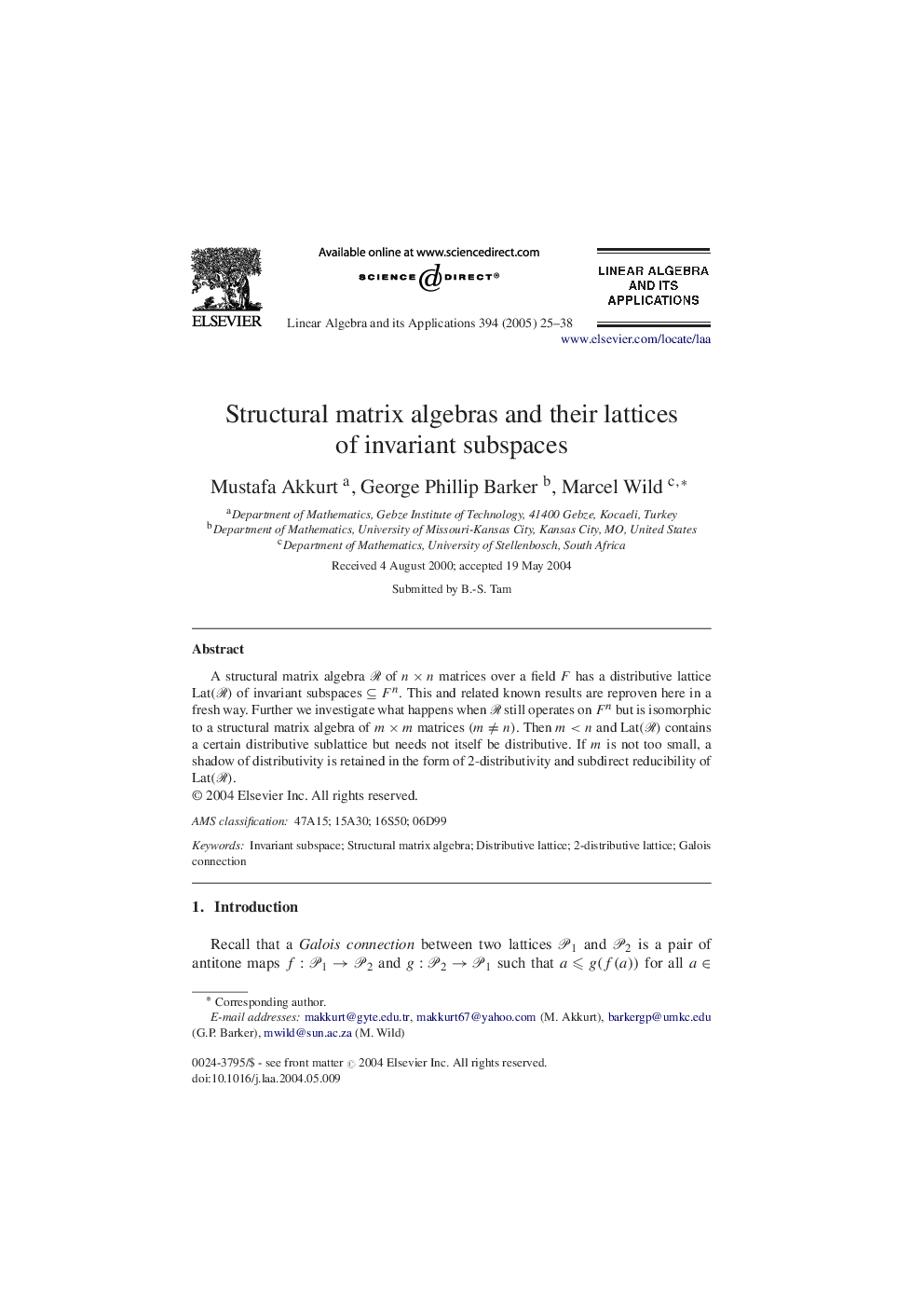 Structural matrix algebras and their lattices of invariant subspaces