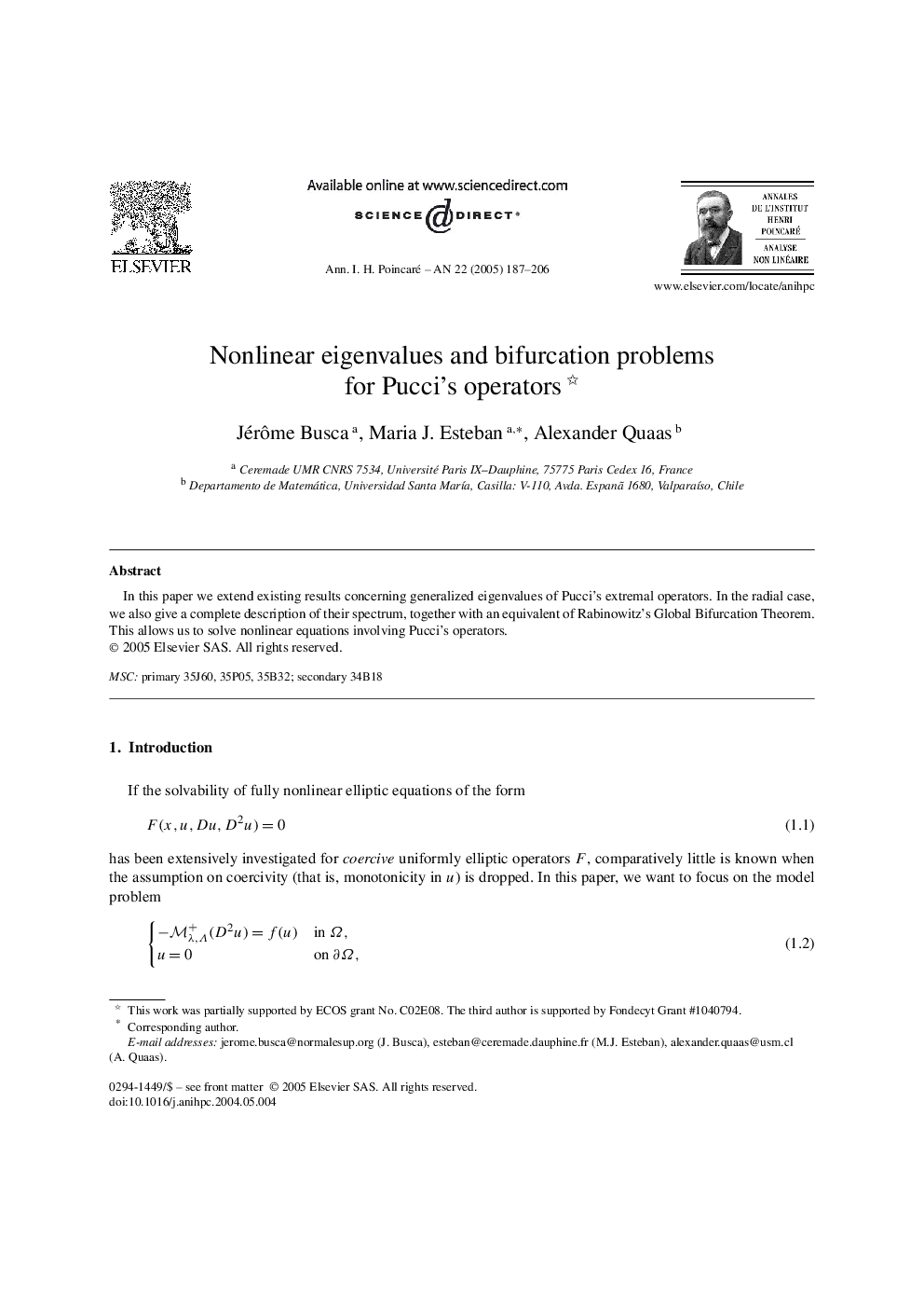 Nonlinear eigenvalues and bifurcation problems for Pucci's operators