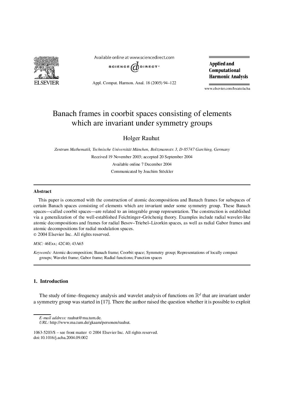 Banach frames in coorbit spaces consisting of elements which are invariant under symmetry groups